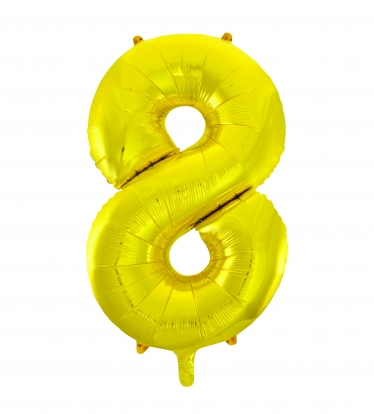  Фольгированный шарик, цифра "8",золотой (85 см)